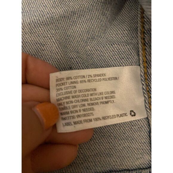 Universal Thread Women's Denim Jacket XXL Cotton/Spandex Blend Embroidered Patch - Picture 5 of 9